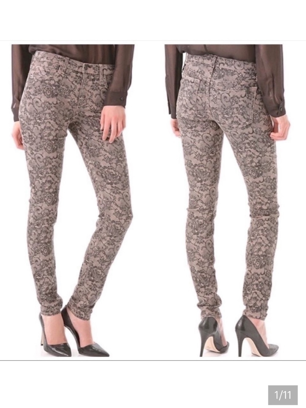 Joe’s Skinny Jeans Chantilly Lace Blush Print Skinny Printed Jeans - Size 26